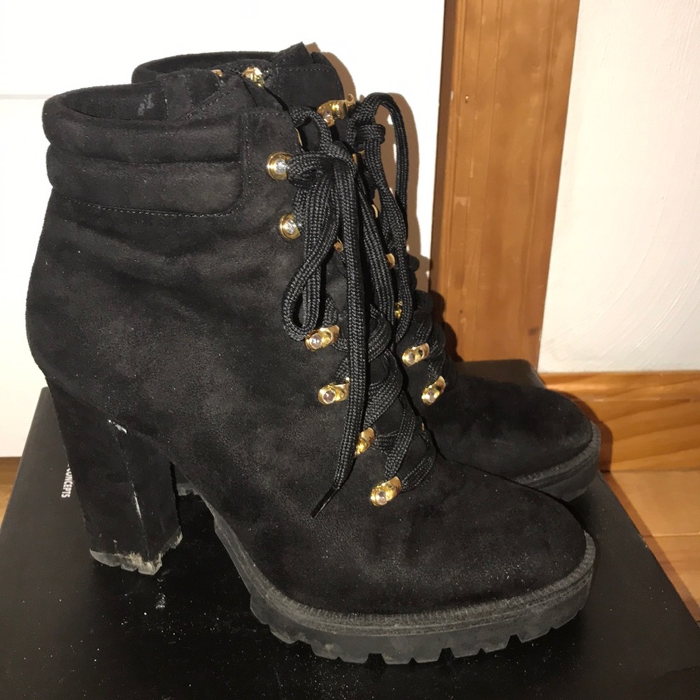 Black suede boots